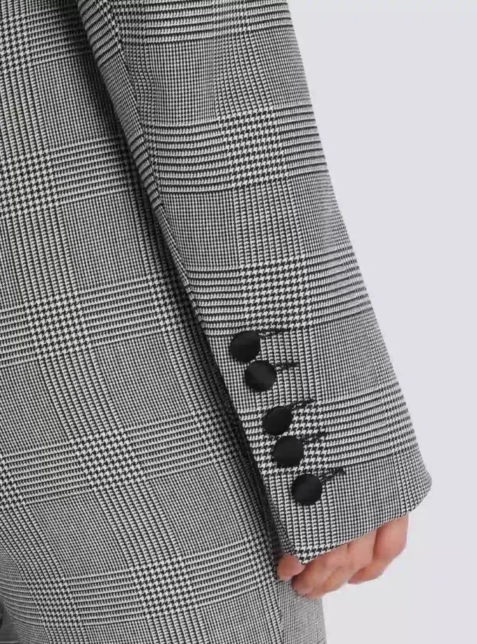 Kort jacka i Prince of Wales-jacquard