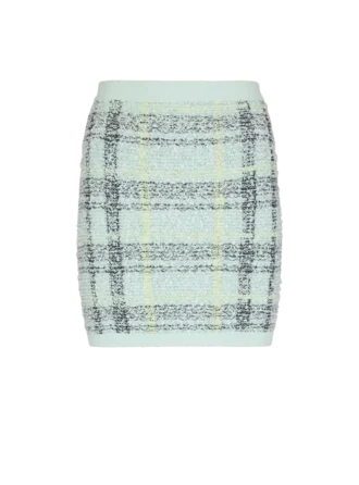Kort kjol i glitterrutig tweed