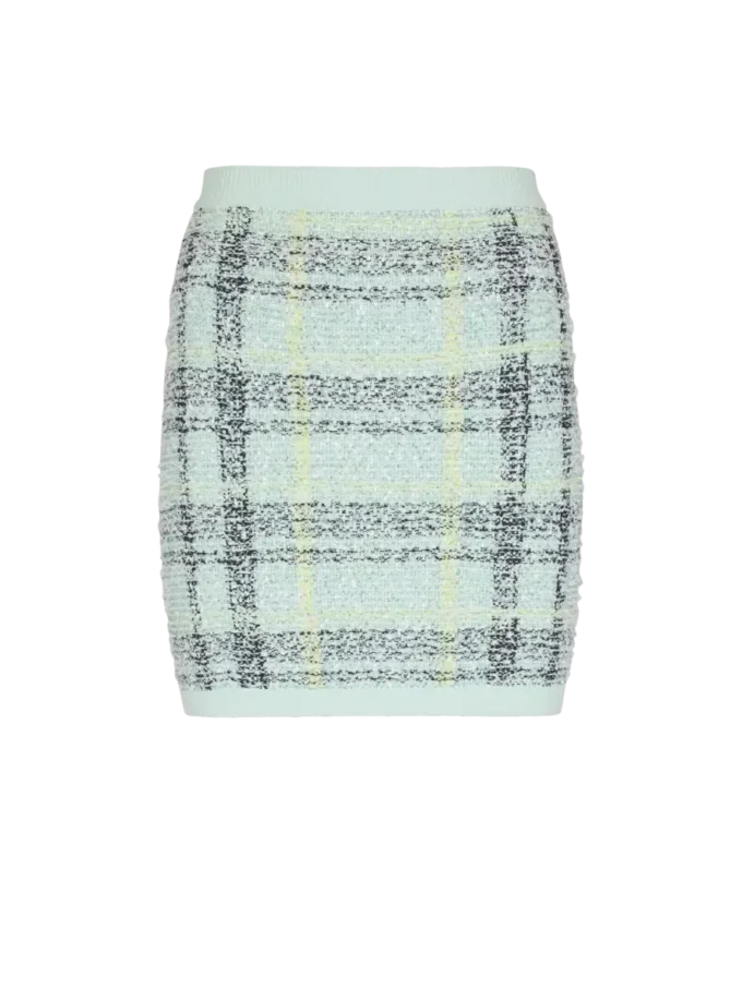 Kort kjol i glitterrutig tweed