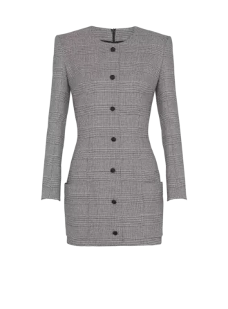 Kort klänning i Prince of Wales-jacquard