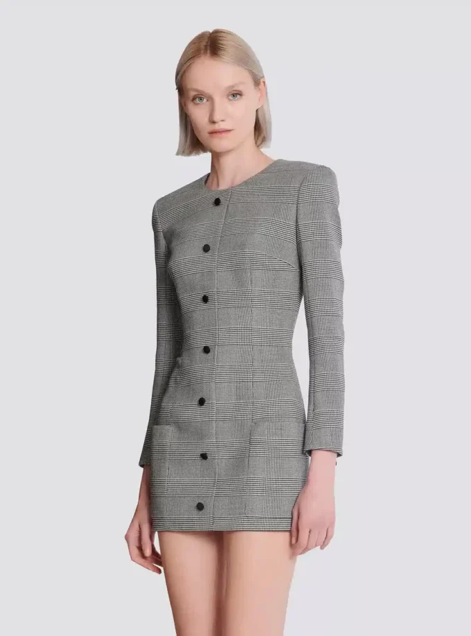Kort klänning i Prince of Wales-jacquard Kort klänning i Prince of Wales-jacquard