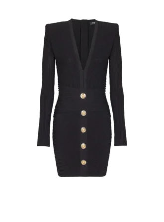Kort ribbad bodycon-klänning