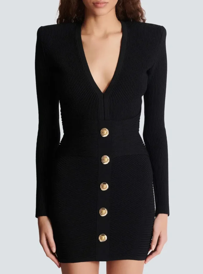 Kort ribbad bodycon-klänning