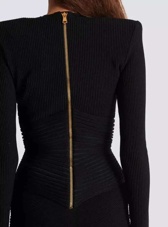 Kort ribbad bodycon-klänning