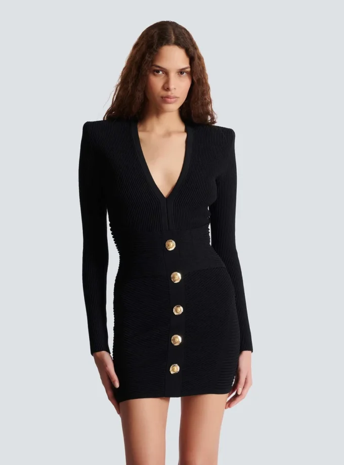 Kort ribbad bodycon-klänning