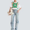 Kort T-shirt med Balmain Foulard-tryck Kort T-shirt med Balmain Foulard-tryck