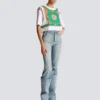 Kort T-shirt med Balmain Foulard-tryck Kort T-shirt med Balmain Foulard-tryck
