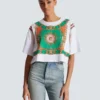Kort T-shirt med Balmain Foulard-tryck Kort T-shirt med Balmain Foulard-tryck