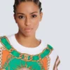 Kort T-shirt med Balmain Foulard-tryck Kort T-shirt med Balmain Foulard-tryck