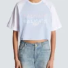 Kort T-shirt med Balmain Paris-tryck