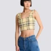 Kort topp i glitterrutig tweed