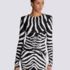 Kort tvåfärgad zebra-paljettklänning Kort tvåfärgad zebra-paljettklänning