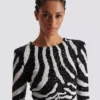 Kort tvåfärgad zebra-paljettklänning Kort tvåfärgad zebra-paljettklänning