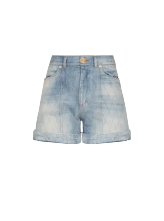 Korta diamantmönstrade jeansshorts