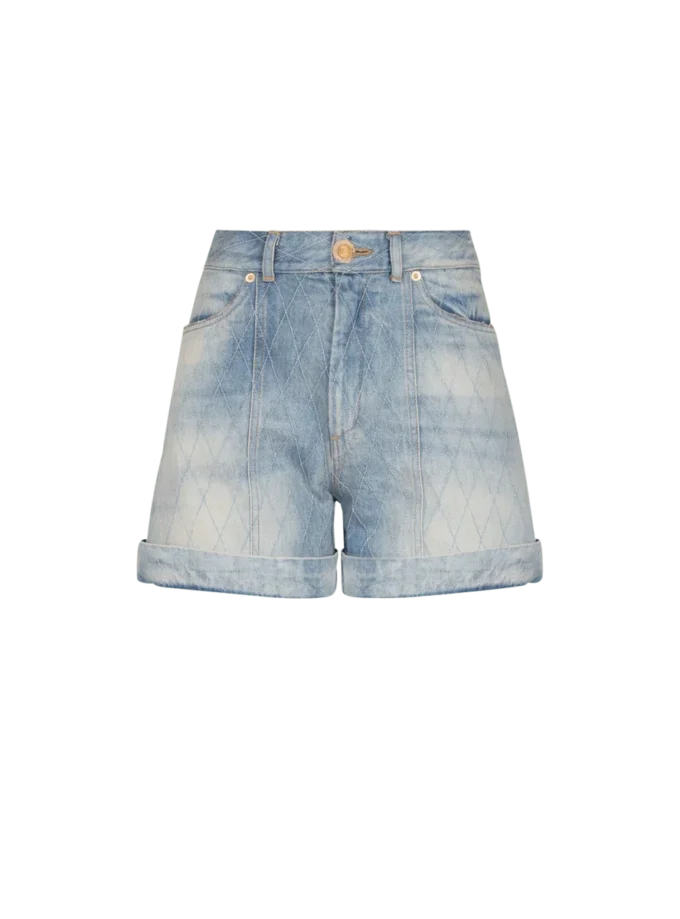 Korta diamantmönstrade jeansshorts