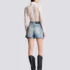 Korta diamantmönstrade jeansshorts