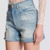 Korta diamantmönstrade jeansshorts