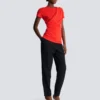 Kortärmad draperad jersey-T-shirt Kortärmad draperad jersey-T-shirt