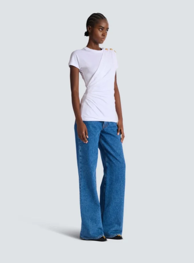 Kortärmad draperad jersey-T-shirt