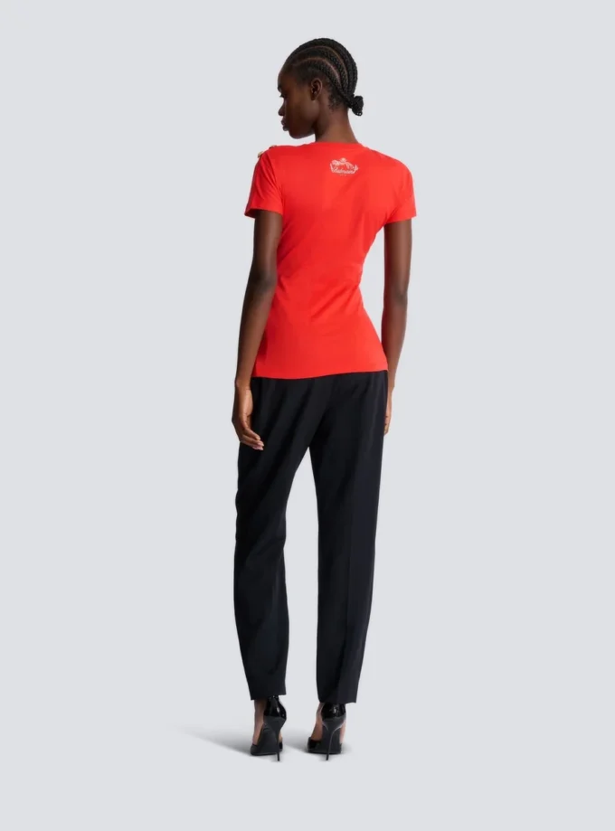 Kortärmad draperad jersey-T-shirt Kortärmad draperad jersey-T-shirt