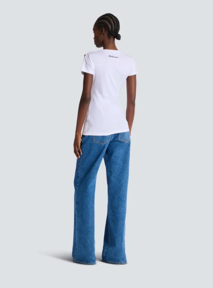 Kortärmad draperad jersey-T-shirt