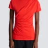 Kortärmad draperad jersey-T-shirt Kortärmad draperad jersey-T-shirt