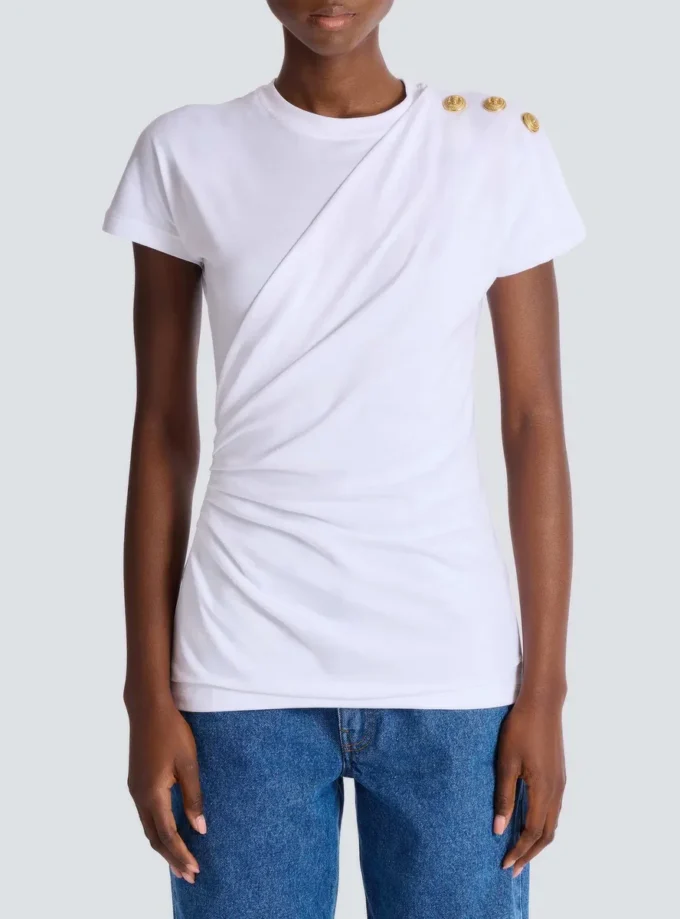 Kortärmad draperad jersey-T-shirt