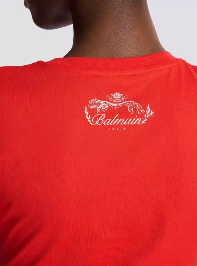 Kortärmad draperad jersey-T-shirt Kortärmad draperad jersey-T-shirt
