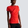 Kortärmad draperad jersey-T-shirt Kortärmad draperad jersey-T-shirt
