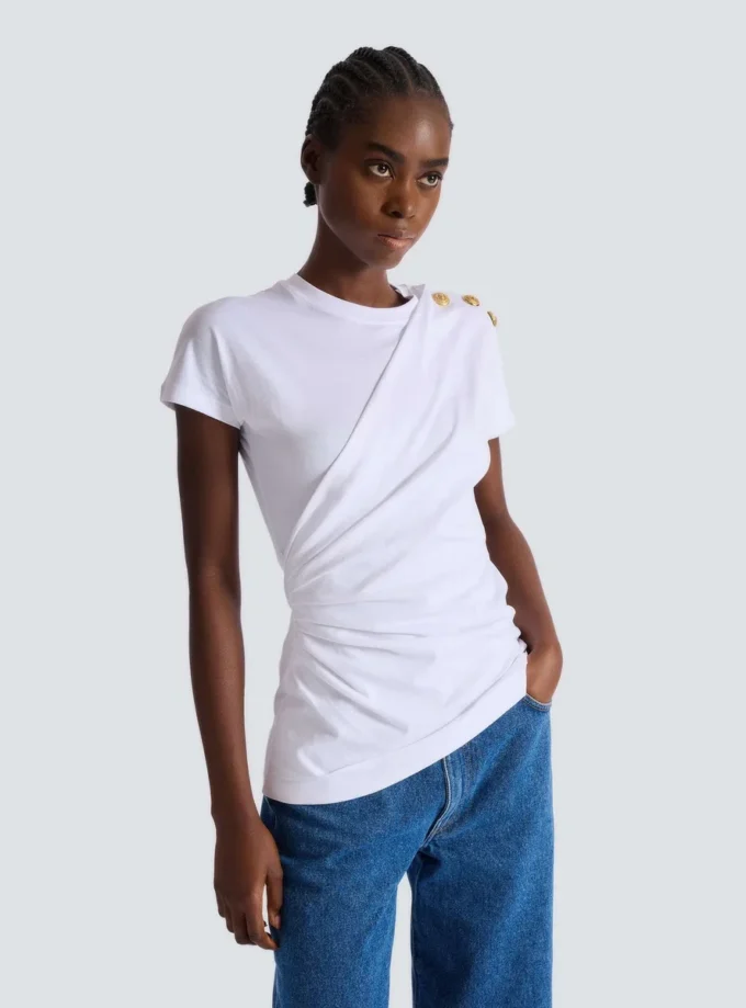 Kortärmad draperad jersey-T-shirt