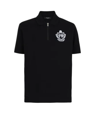 Kortärmad polo med collegeemblem