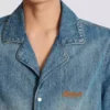 Kortärmad pyjamas skjorta i blekt denim