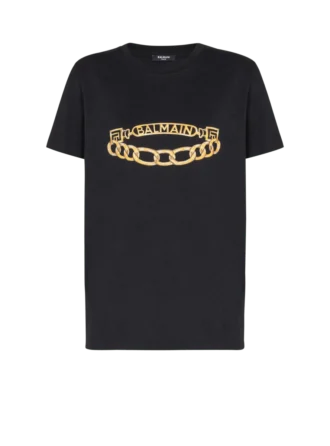 Kortärmad T-shirt med Balmain Chain-tryck