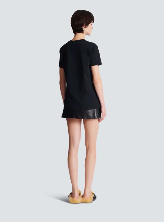 Kortärmad T-shirt med Balmain Chain-tryck Kortärmad T-shirt med Balmain Chain-tryck