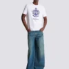 Kortärmad T-shirt med College Emblem-tryck Kortärmad T-shirt med College Emblem-tryck