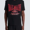 Kortärmad T-shirt med flockat Balmain College-tryck Kortärmad T-shirt med flockat Balmain College-tryck