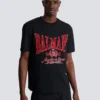 Kortärmad T-shirt med flockat Balmain College-tryck Kortärmad T-shirt med flockat Balmain College-tryck