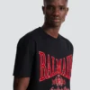 Kortärmad T-shirt med flockat Balmain College-tryck Kortärmad T-shirt med flockat Balmain College-tryck