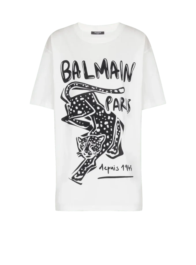 Kortärmad T-shirt med leopardmönster Kortärmad T-shirt med leopardmönster