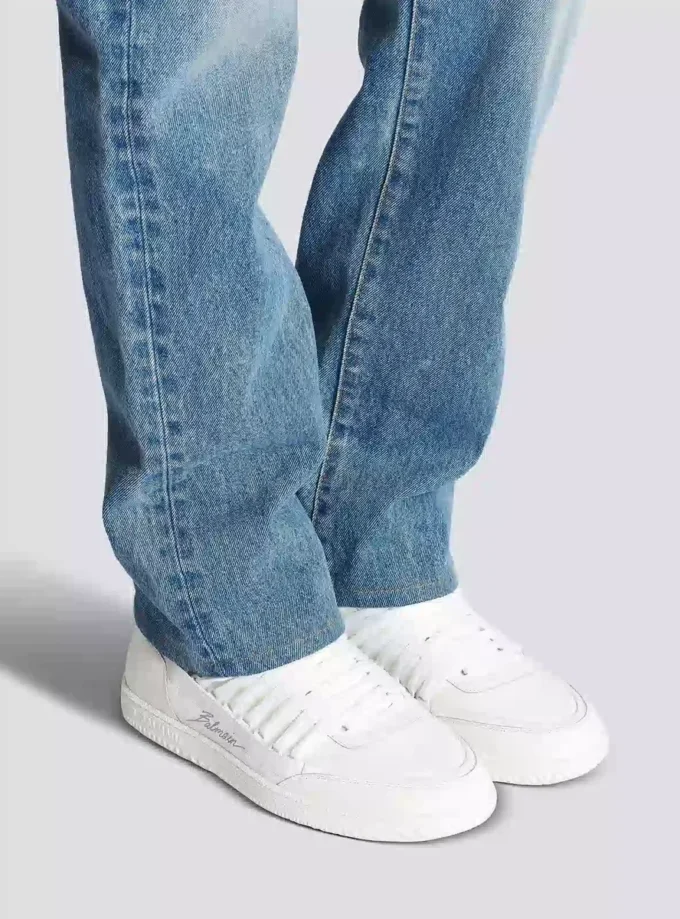 Läder Balmain Swan Mid-Top snörskor