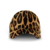 Läderkeps i ponnyhudstil med leopardmönster