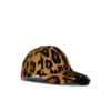 Läderkeps i ponnyhudstil med leopardmönster
