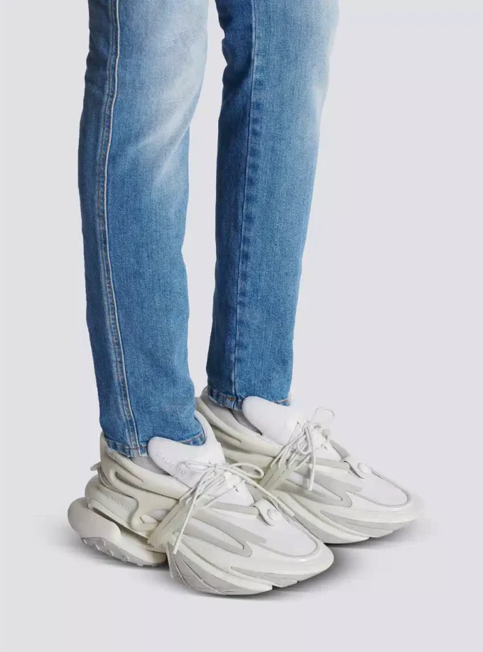 Låga sneakers i neopren och läder med enhörningsmotiv Låga sneakers i neopren och läder med enhörningsmotiv