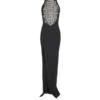 Lång broderad klänning med slits Lång broderad klänning med slits