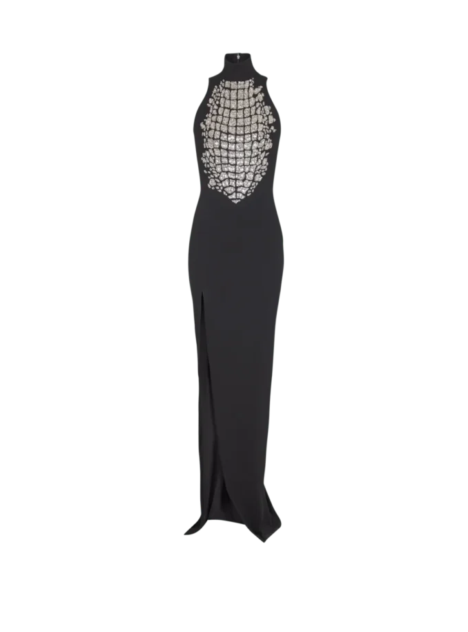 Lång broderad klänning med slits Lång broderad klänning med slits