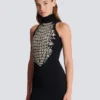 Lång broderad klänning med slits Lång broderad klänning med slits