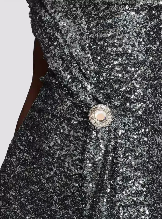 Lång draperad paljettklänning Lång draperad paljettklänning