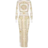 Lång, mönstrad bodycon-klänning med Balmain Foulard-mönster Lång, mönstrad bodycon-klänning med Balmain Foulard-mönster