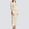 Lång, mönstrad bodycon-klänning med Balmain Foulard-mönster Lång, mönstrad bodycon-klänning med Balmain Foulard-mönster