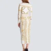Lång, mönstrad bodycon-klänning med Balmain Foulard-mönster Lång, mönstrad bodycon-klänning med Balmain Foulard-mönster